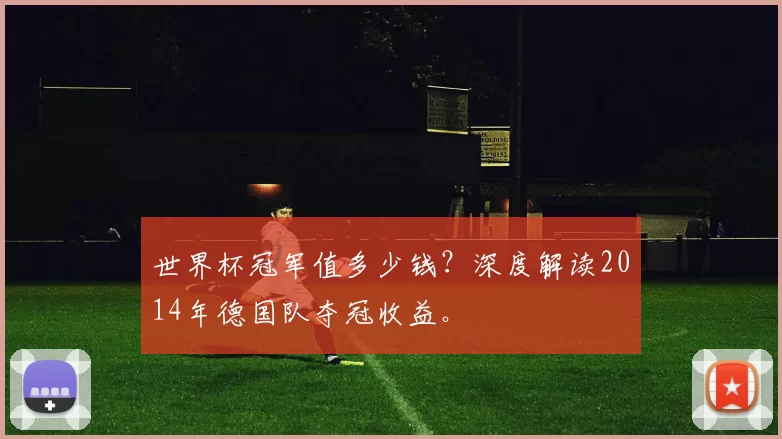 世界杯冠军值多少钱？深度解读2014年德国队夺冠收益。